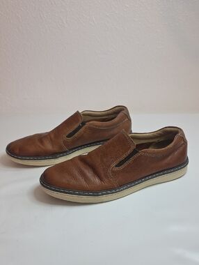 JOHNSTON & MURPHY MCGUFFEY LEATHER SLIP ON LOAFERS BOYS 6 / WOMENS 8.5 GUC